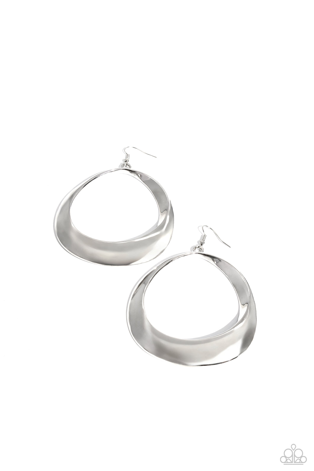 Asymmetrical Action Silver Earrings Paparazzi-833