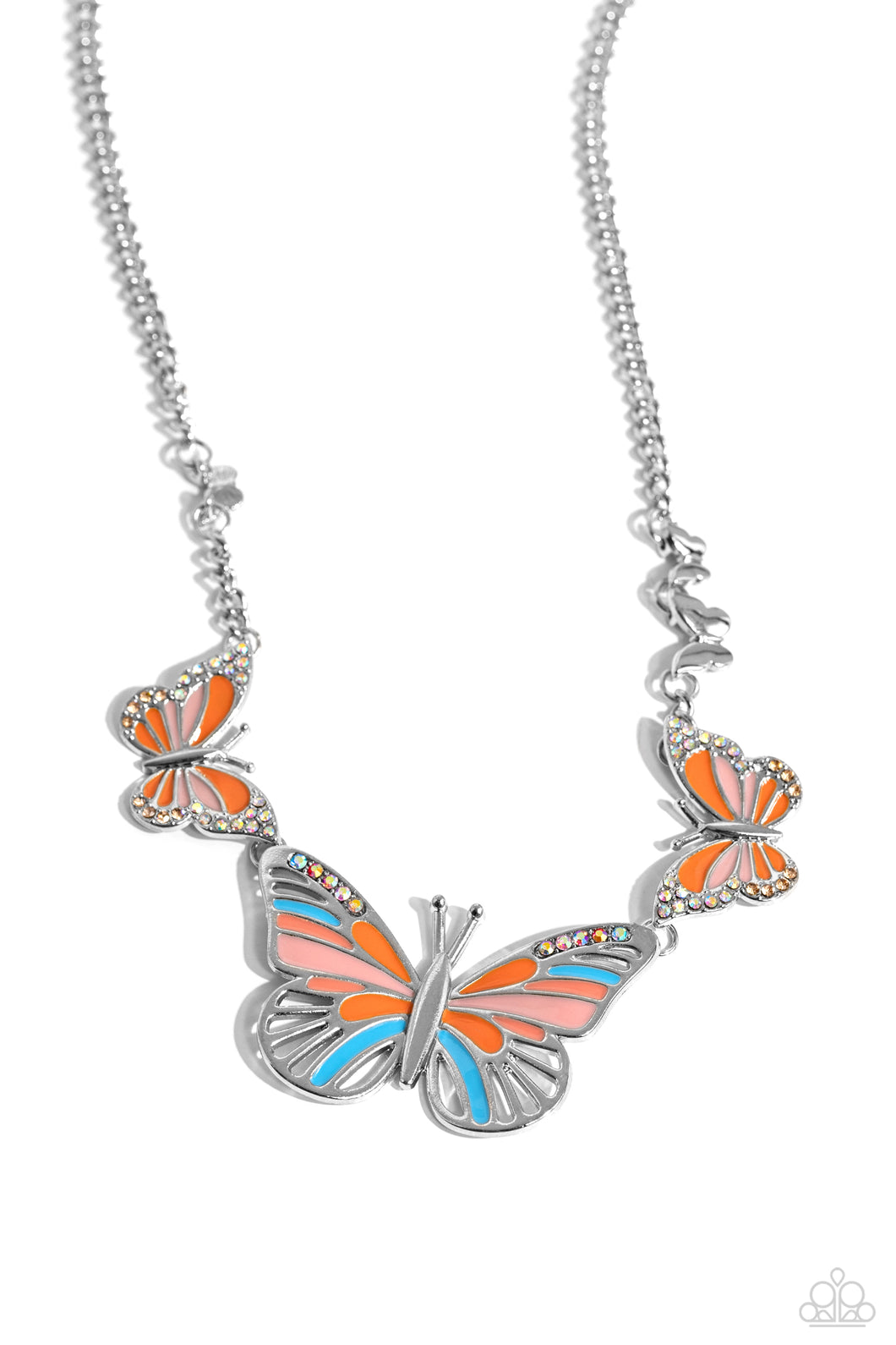 The FLIGHT Direction Orange Butterfly Necklace Paparazzi-762