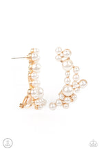 Load image into Gallery viewer, Metro Makeover Gold Post- Pearl Crawler Earring Paparazzi
