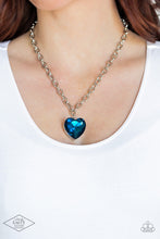 Load image into Gallery viewer, Flirtatiously Flashy Blue Heart Necklace Paparazzi-541
