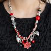 Load image into Gallery viewer, Charmed I Am Sure Red Necklace Paparazzi
